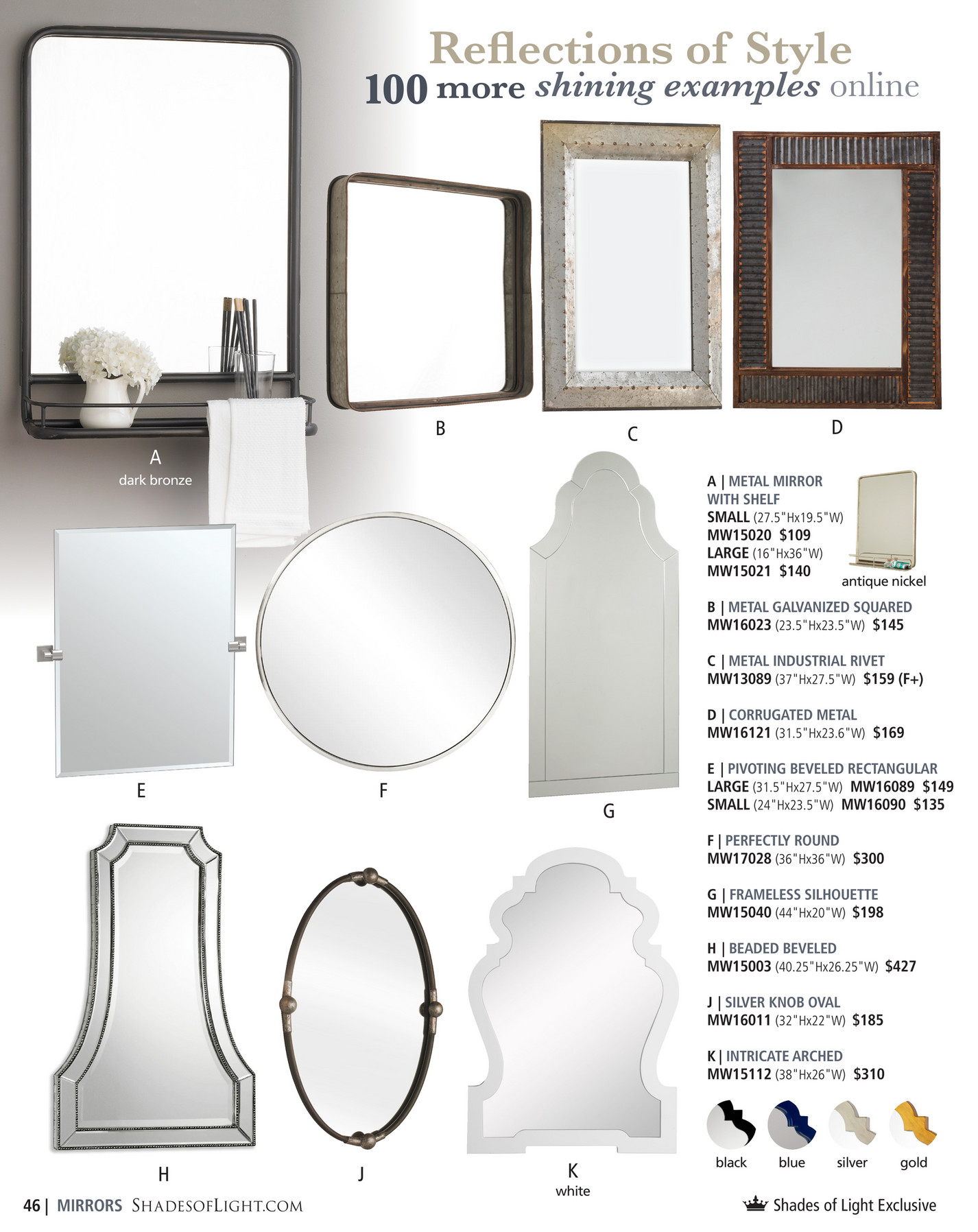 Shades Of Light Modern Farmhouse 2018 Metal Mirror With Shelf Reflections Of Style 100 More Shining Examples B D C A Dark Bronze