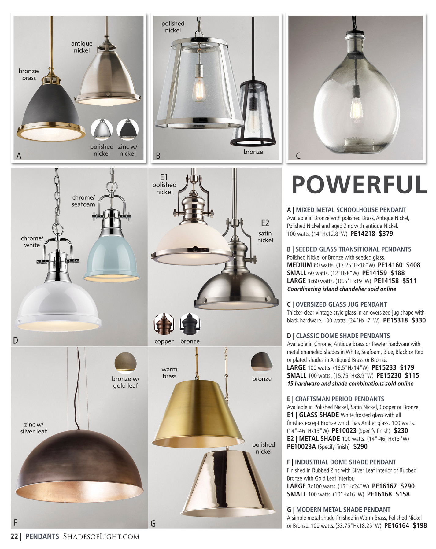 Shades Of Light Modern Farmhouse 2018 Mixed Metal Schoolhouse Polished Nickel Antique Bronze Brass A Zinc W B H J K Pendants Metal