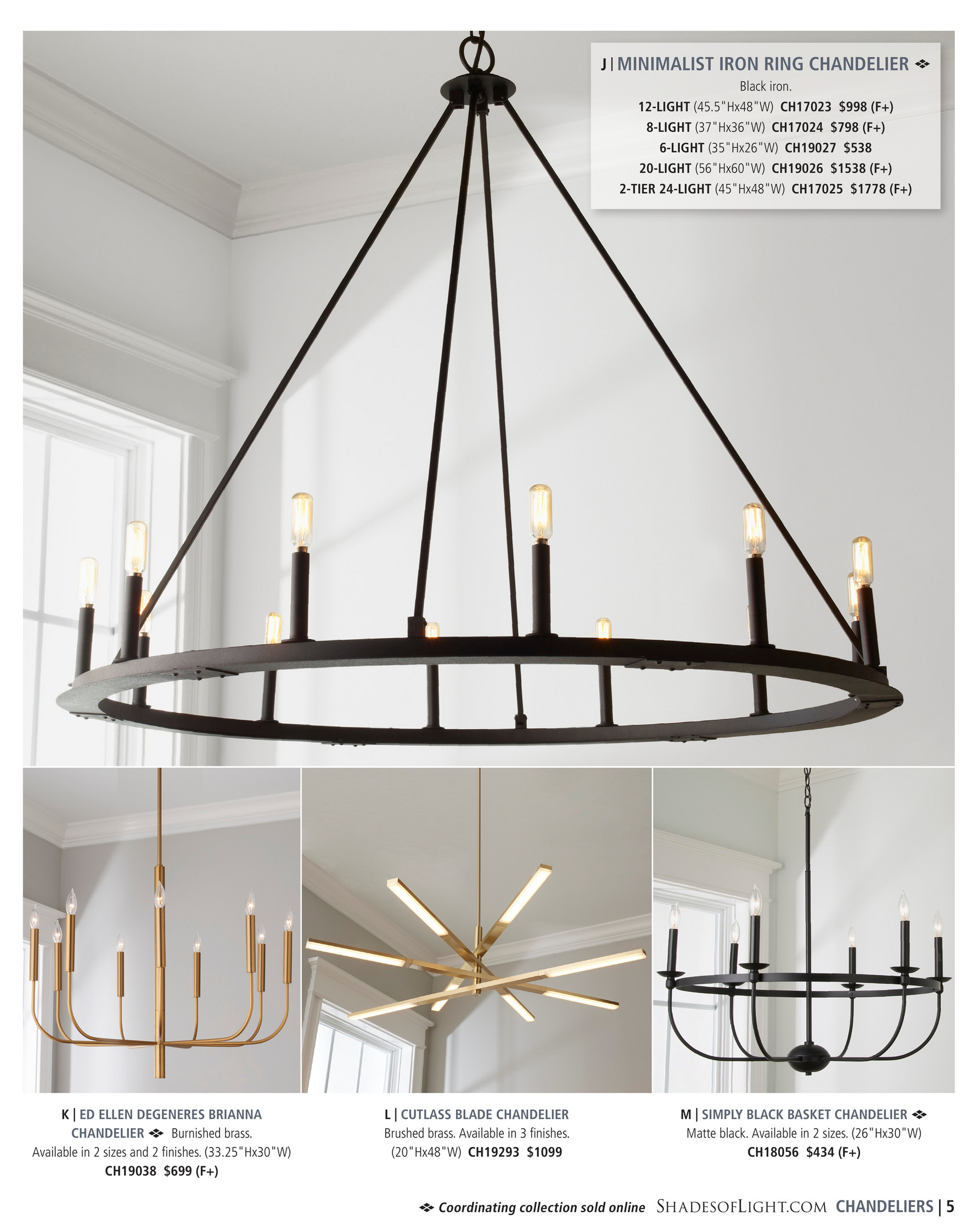 Shades of Light - Elevated Boho 2021 - Minimalist Iron Ring Chandelier - 12  Light