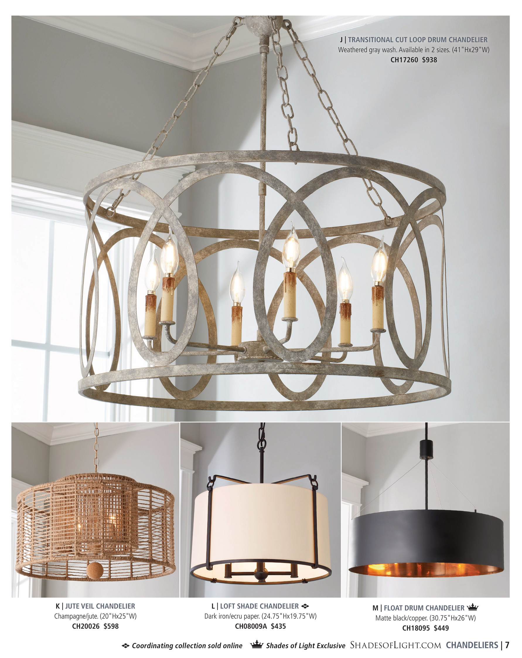 cut loop drum chandelier