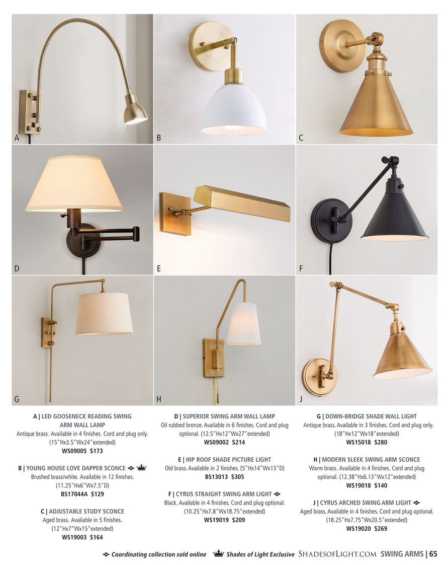 Aged Brass Adjustable Study Swing Arm Sconce