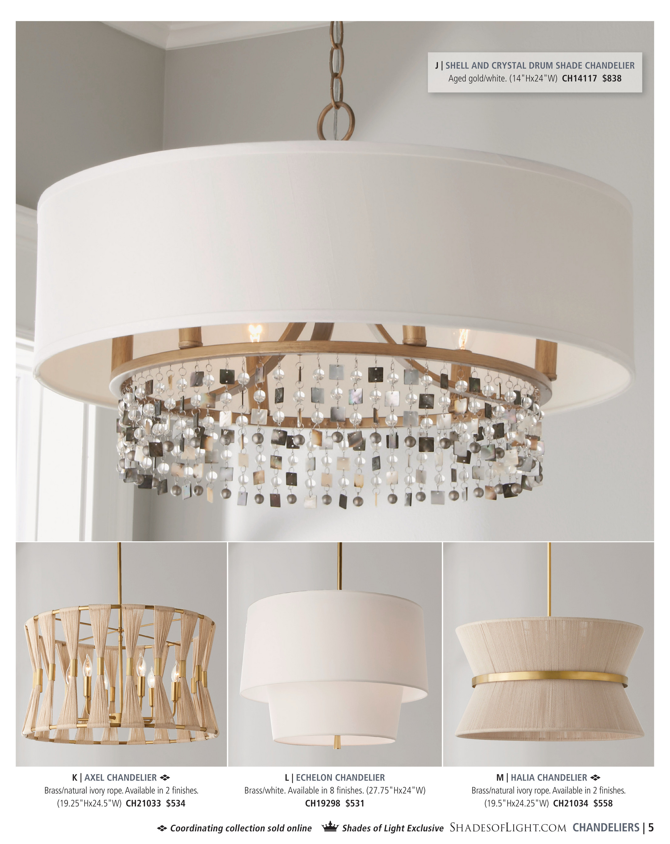 Chrome 6-light Beige Fabric Round selling Drum Chandlier