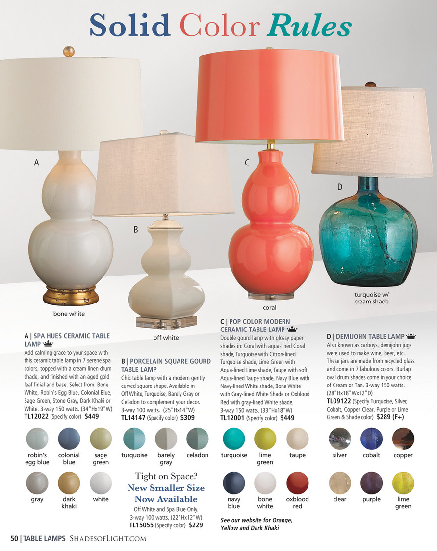 coral colored table lamps