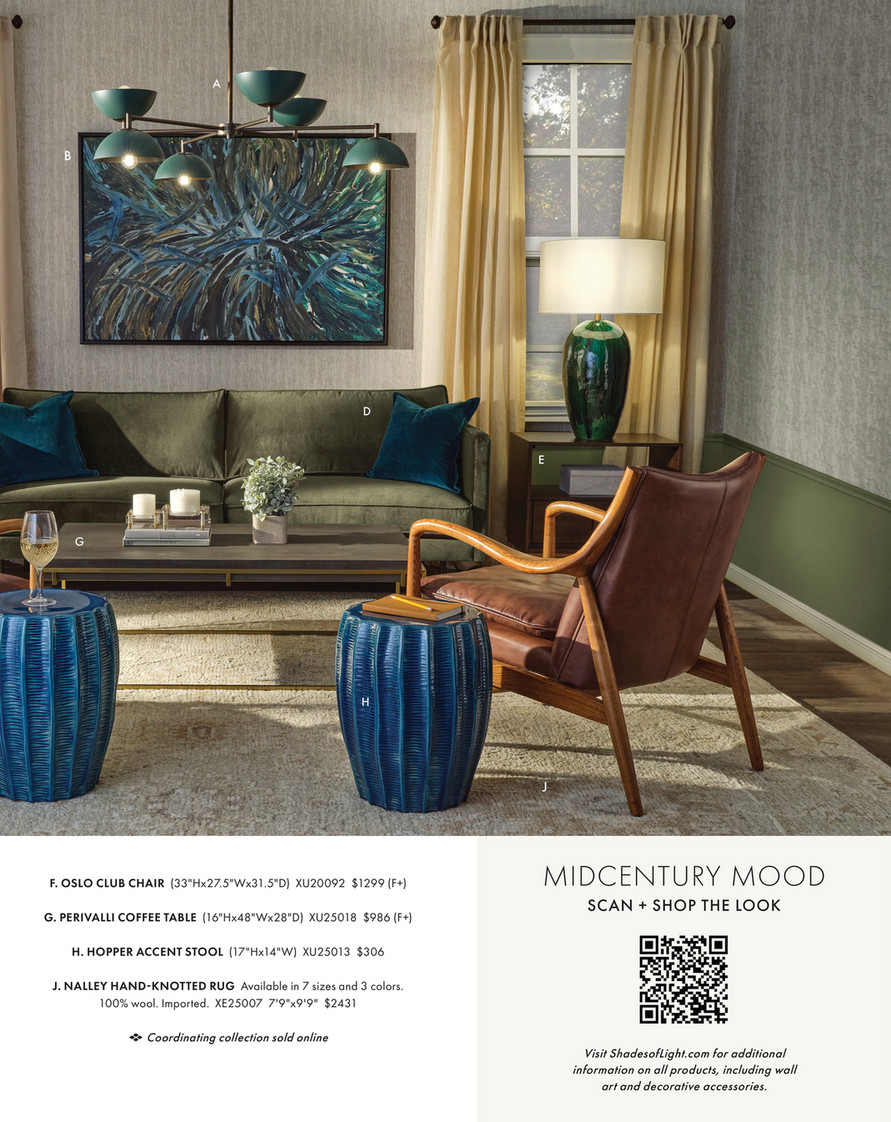 Adélie Dark Navy Shades of Light - Midcentury Mood 2025 - Oxbow Chandelier